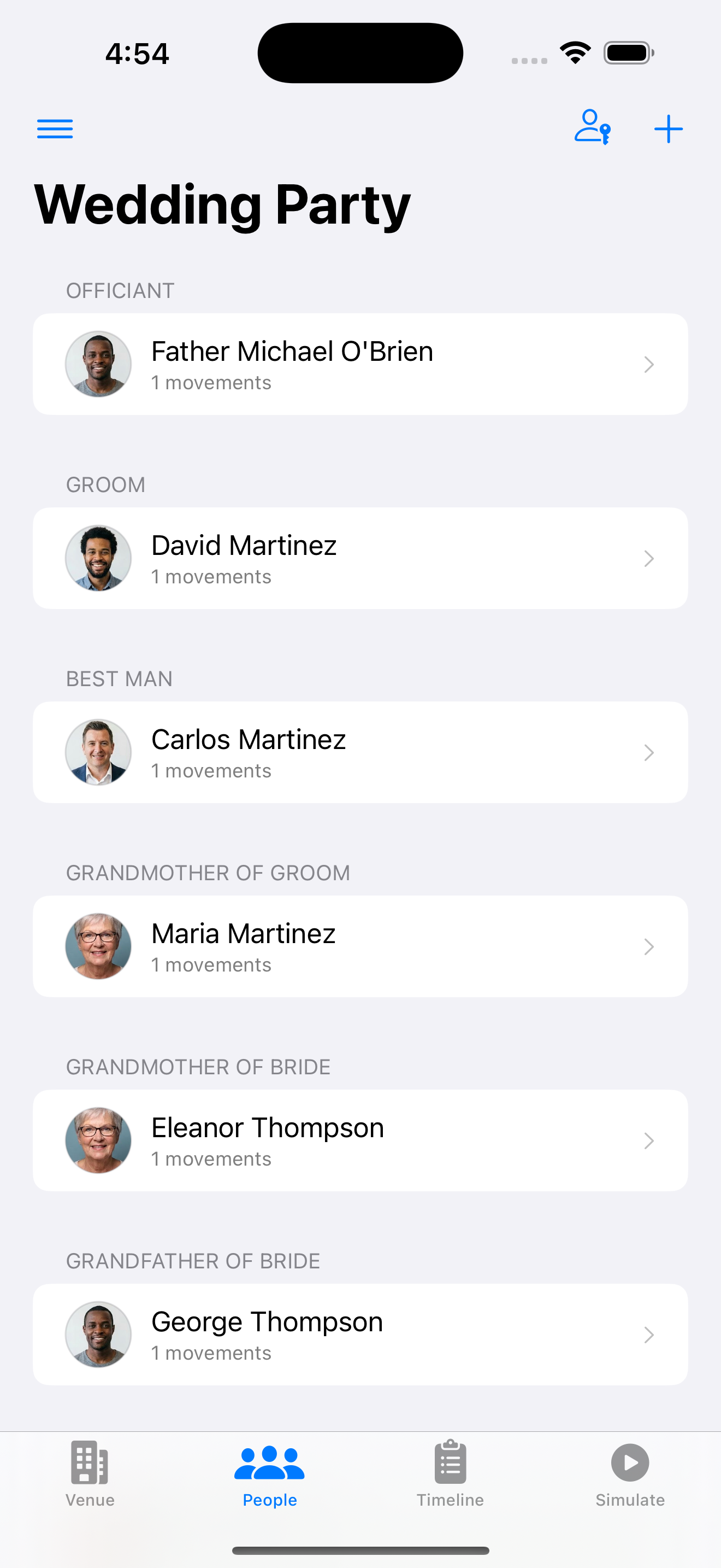 Wedding party management