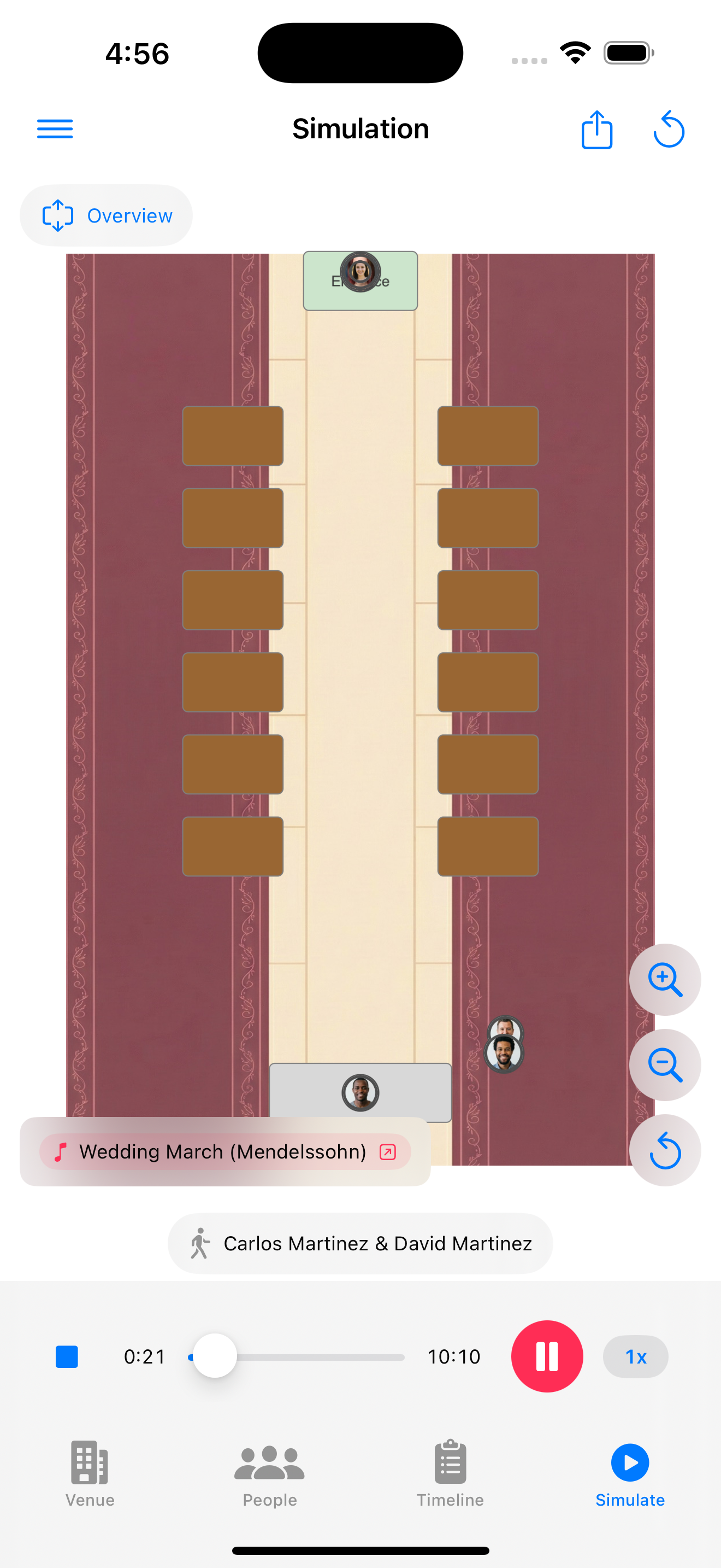 Processional ceremony simulation