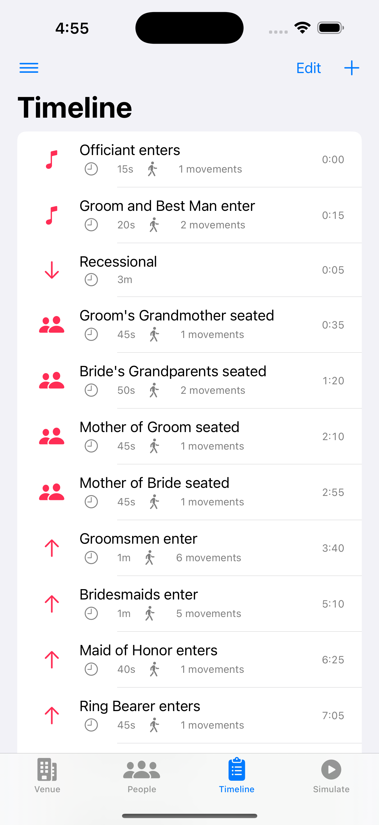 Timeline choreography editor